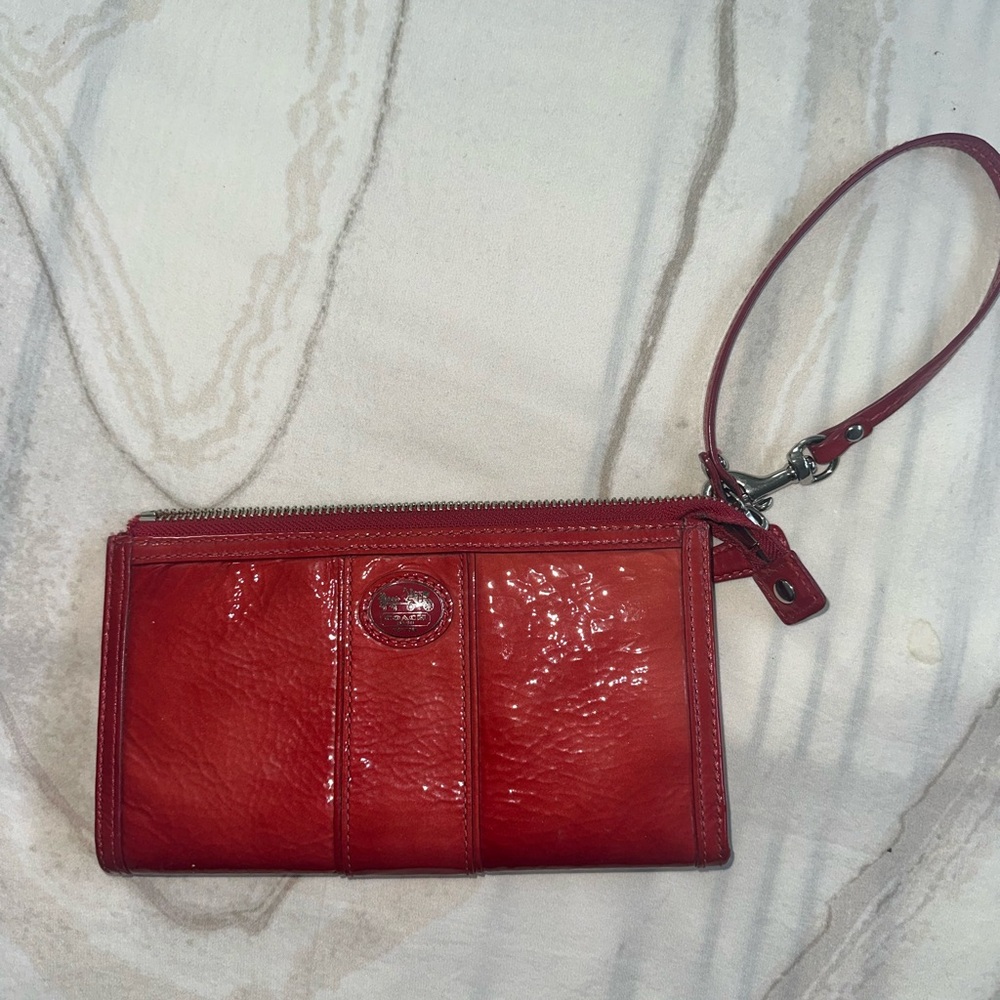 Red Coach Wristlet Wallet